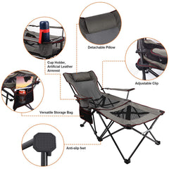 Xgear Folding Reclining Portable Chair with Cup Holder