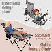 Xgear Folding Reclining Portable Chair with Cup Holder